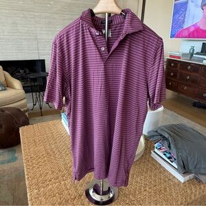 Peter Millar Burgundy Striped Polo Shirt